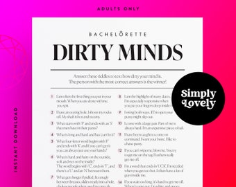 Vuile geesten-spel vrijgezellenfeest | Dirty Minds-quiz | Moderne vrijgezellenfeest | Prachtig ontwerp | Afdrukbaar voor volwassenen | Activiteit vrijgezellenfeest