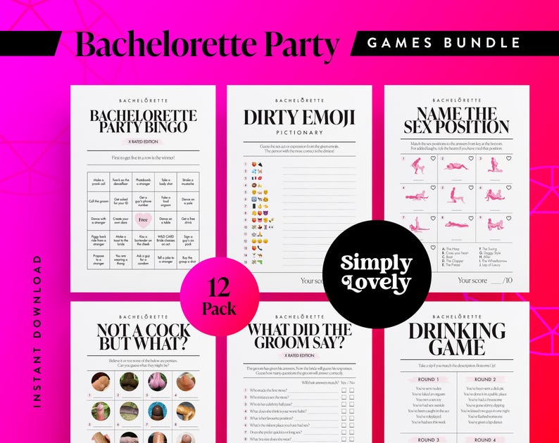 Junggesellinnenabschied Zwölfpack | Bachelorette Bündel | Moderne X-bewertete Bachelorette Spiele | Hen Do Quiz Spiele Pack | Nur für Erwachsene | Junggesellinnenabschied Bild 4