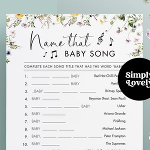 Name That Baby Tune | Modern Baby Shower Games | Baby Songs | Instant Download | Baby Shower | Beautiful Design | Printable Baby Shower Game