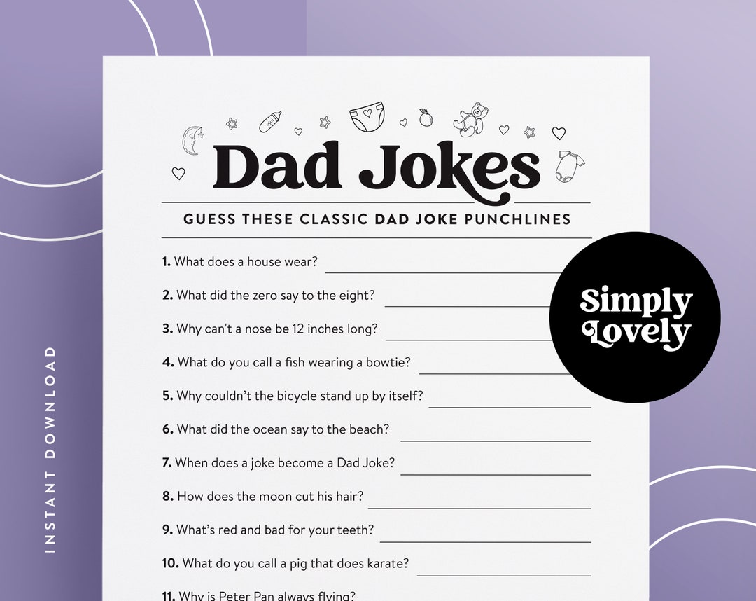 Baby Shower Dad Jokes Printable | Modern Baby Shower Activity ...