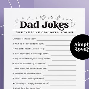 Baby Shower Dad Jokes Printable | Modern Baby Shower Activity | Beautiful Design | Print at Home | Instant Download | Funny Baby Shower Game