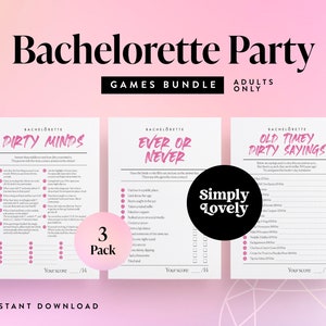 Bachelorette Party Three Pack | Bachelorette Bundle | Modern X Rated Bachelorette Games | Hen Do Quiz Games | Adults only | Hen Party Fun