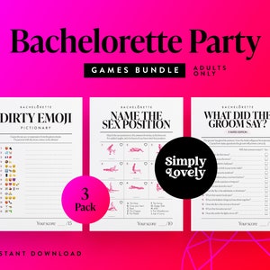 Bachelorette Party Three Pack | Bachelorette Bundle | Modern X Rated Bachelorette Games | Hen Do Quiz Games | Adults only | Hen Party Fun