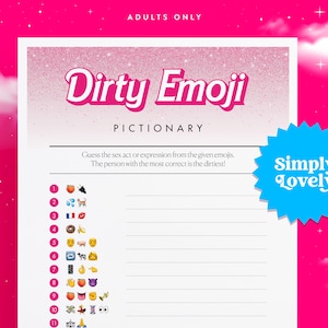 Addio al nubilato sporco Emoji Pictionary Game / Addio al nubilato moderno / Bellissimo design / Stampabile solo per adulti / Attività di addio al nubilato