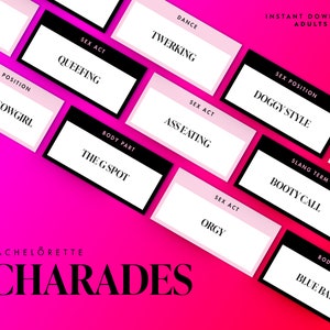 Bachelorette Party Charades Game | Dirty Charades Game | Modern Bachelorette Funny Game | Adult only Hen Do printable | Hen Party Activity