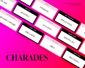 Bachelorette Party Charades Game | Dirty Charades Game | Modern Bachelorette Funny Game | Adult only Hen Do printable | Hen Party Activity