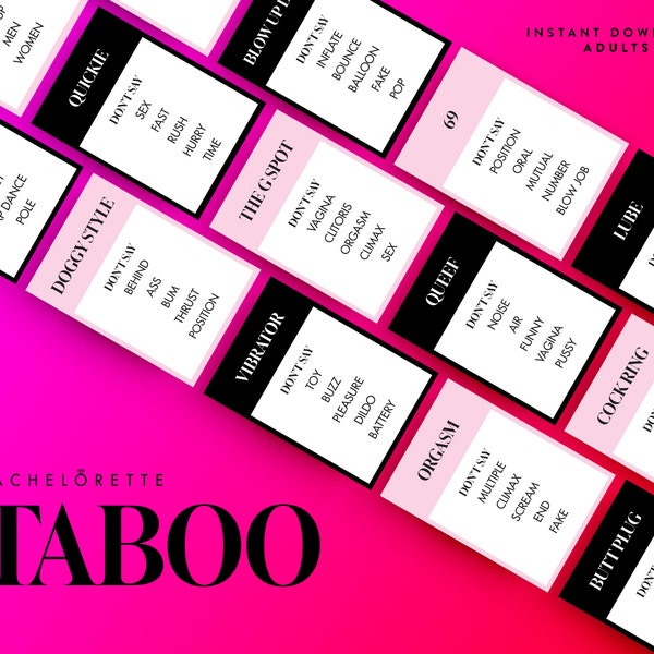 Bachelorette Party Taboo Game | Dirty Taboo Game | Modern Bachelorette Funny Rude Games | Adult only Hen Do printable | Hen Party Activity