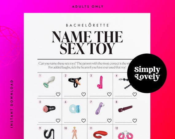 sex toys parties Bachelorette Party Game Printed + Shipped| Modern Party Game| Girls Night  Games| Ladies Night| Name That Sex Toy Game| Modern Bridal Game main image 1