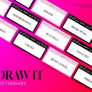 Vrijgezellenfeest Draw It Pictionary Game | Vies spel | Modern vrijgezellenfeest grappig spel | Alleen volwassenen Hen Do afdrukbaar | Activiteit vrijgezellenfeest