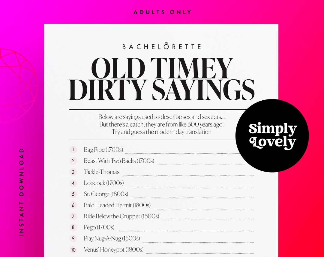 Bachelorette Party Old Timey Dirty Sayings Quiz Modern Etsy