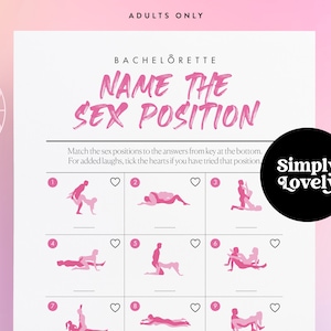 Bachelorette Party X Rated Guess the Sex Position Game | Modern Bachelorette | Beautiful Design | Adult only printable | Hen Party Activity