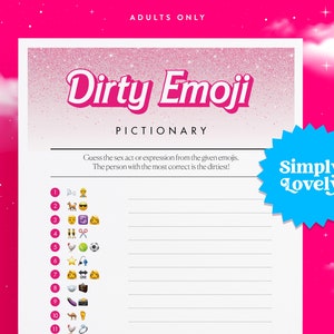 Addio al nubilato sporco Emoji Pictionary Game / Addio al nubilato moderno / Bellissimo design / Stampabile solo per adulti / Attività di addio al nubilato