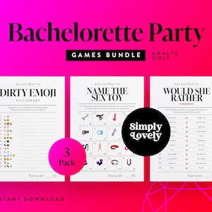 Bachelorette Party Three Pack | Bachelorette Bundle | Modern X Rated Bachelorette Games | Hen Do Quiz Games | Adults only | Hen Party Fun