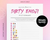Bachelorette Party Dirty Emoji Pictionary Game | Modern Bachelorette Party | Beautiful Design | Adult only printable | Hen Party Activity