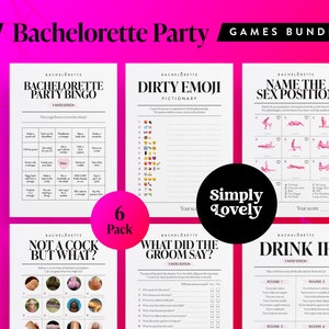 Bachelorette Party Six Pack | Bachelorette Bundle | Modern X Rated Bachelorette Games | Hen Do Quiz Games Pack | Adults only | Hen Party Fun