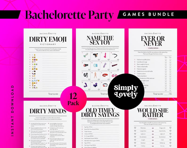 Junggesellinnenabschied Zwölfpack | Bachelorette Bündel | Moderne X-bewertete Bachelorette Spiele | Hen Do Quiz Spiele Pack | Nur für Erwachsene | Junggesellinnenabschied Bild 3