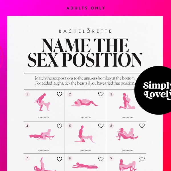 Bachelorette Party X Rated Guess the Sex Position Game | Modern Bachelorette | Beautiful Design | Adult only printable | Hen Party Activity