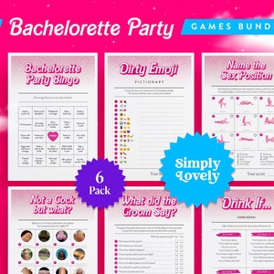 Bachelorette Party Six Pack | Bachelorette Bundle | Modern X Rated Bachelorette Games | Hen Do Quiz Games Pack | Adults only | Hen Party Fun