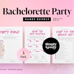 Bachelorette Party Three Pack | Bachelorette Bundle | Modern X Rated Bachelorette Games | Hen Do Quiz Games | Adults only | Hen Party Fun