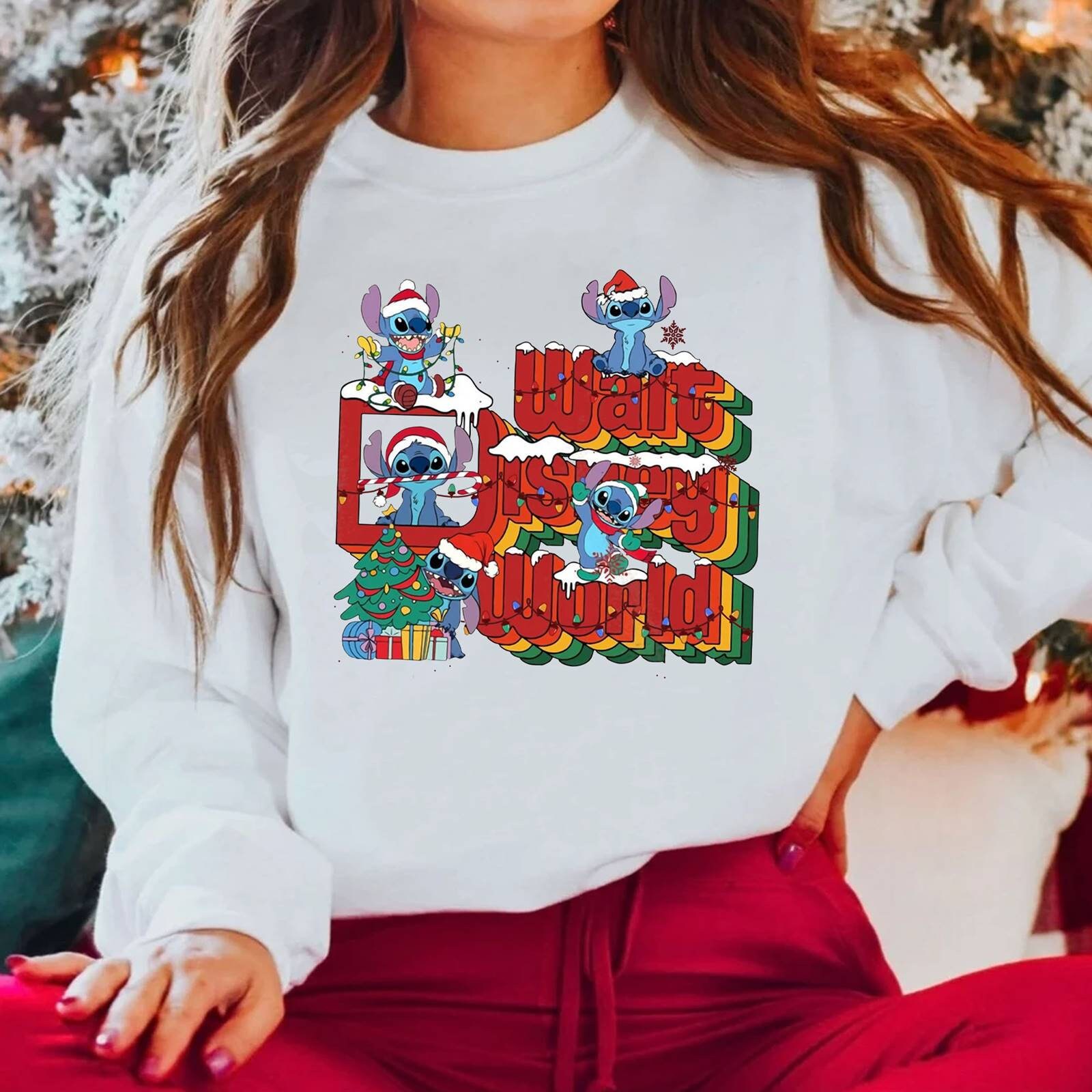 Discover Vintage Walt Disney World Lilo & Stitch Christmas Sweatshirt