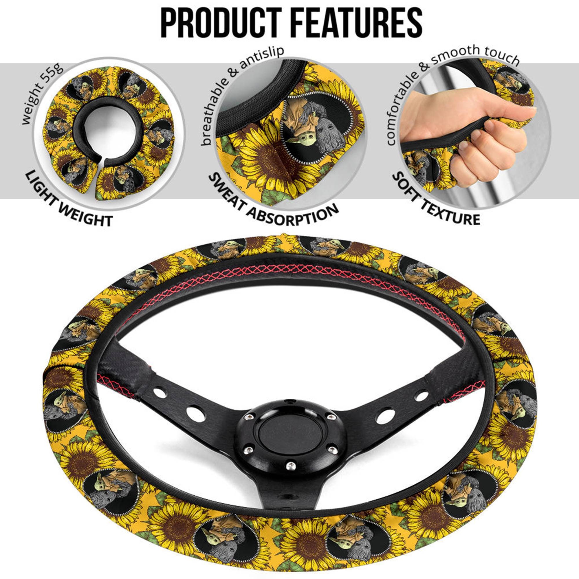 Baby Yoda And Baby Groot Steering Wheel Cover