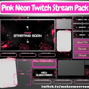 ANIMATED Pink Neon Twitch Overlay Complete Pack | Twitch Overlays | Twitch Alerts | Twitch Panels | Twitch Stream Pack | Animated