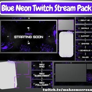 ANIMIERTES BLAUES Neon Twitch Overlay Komplettpaket | Twitch Overlays | Twitch Alarme | Twitch Panels | Twitch Stream Paket | Animiert |