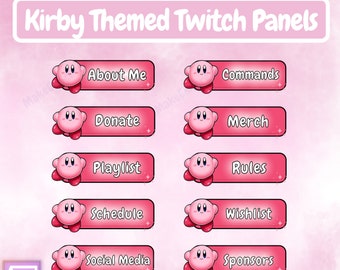Lindos paneles de Twitch temáticos de Kirby / Paneles de Twitch Kawaii / Paneles de Twitch rosas / Paneles de canal / Acerca de mí / Twitch Emotes / Lindo / Kawaii