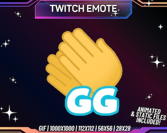 Animated GG Twitch Emote, Streaming Clapping Hands (Instant Download)