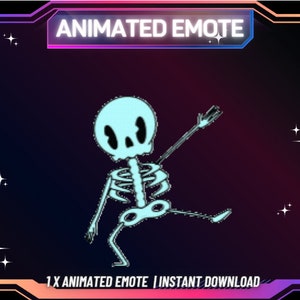 Animiertes Twitch Emote, Skeleton Dancing Emote, niedliches Twitch Emote, tanzendes Twitch Emote, Hype Emote, Discord Emote, Kick Emote, animiertes Emote