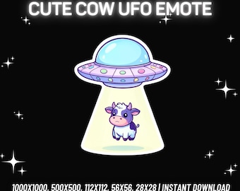 Cute Cow UFO Emote | Twitch Emote | Kick Emote | Discord Emote | Youtube Emote | Static Emote | Streamer Emote | Instant PNG Download
