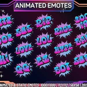 15 Animated Graffiti Text Emote PACK | Twitch Emote | Kick Emote | Discord Emote | Youtube Emote | Stream Animated Emotes | Instant Download