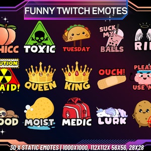 30 Funny Twitch Emotes | Twitch Emotes | Funny Twitch Emotes | Meme Emotes | Rude Emotes | Discord Emotes | Joke Emotes | For Streamers
