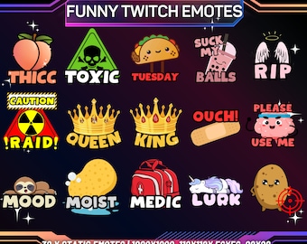 30 Funny Twitch Emotes | Twitch Emotes | Funny Twitch Emotes | Meme Emotes | Rude Emotes | Discord Emotes | Joke Emotes | For Streamers