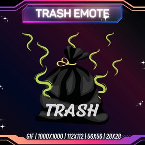Animated Emote Trash | Twitch Emote | Kick Emote | Discord Emote | Youtube Emote | Streaming Animated Emote | Instant Download | Static |PNG