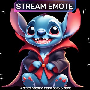 1 Twitch-Emote, Stitch-Emote, Vampir-Dress-Up-Stich-Emote, süßes Stitch-Emote, Discord-Emote, Kick-Emote, für Streamer, sofortiger Download