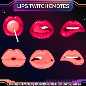 6 Twitch Emotes | Lips Twitch Emotes | Lollipop Emote | Funny Emotes | Cute Twitch Emote | Instant Download | Ready To Use | For Streamers |