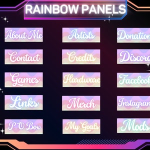30 x Rainbow Peace Twitch Panels | Streaming Panels | Twitch | Kick | Youtube | Basic Stream Panels | Instant Download | Streamers About Me
