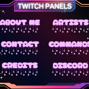 30 x Purple Star & Moon Twitch Panels | Streaming Panels | Sky Themed Panels |  Basic Stream Panels | Instant Download | Streamers About Me