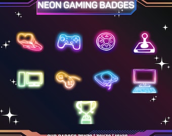 Neon Gaming Twitch Sub Badges | Streamer Tier Badges (Digital Download)