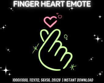 Neon Finger Heart Twitch Emote, Funny Streamer Emote (Instant Download)