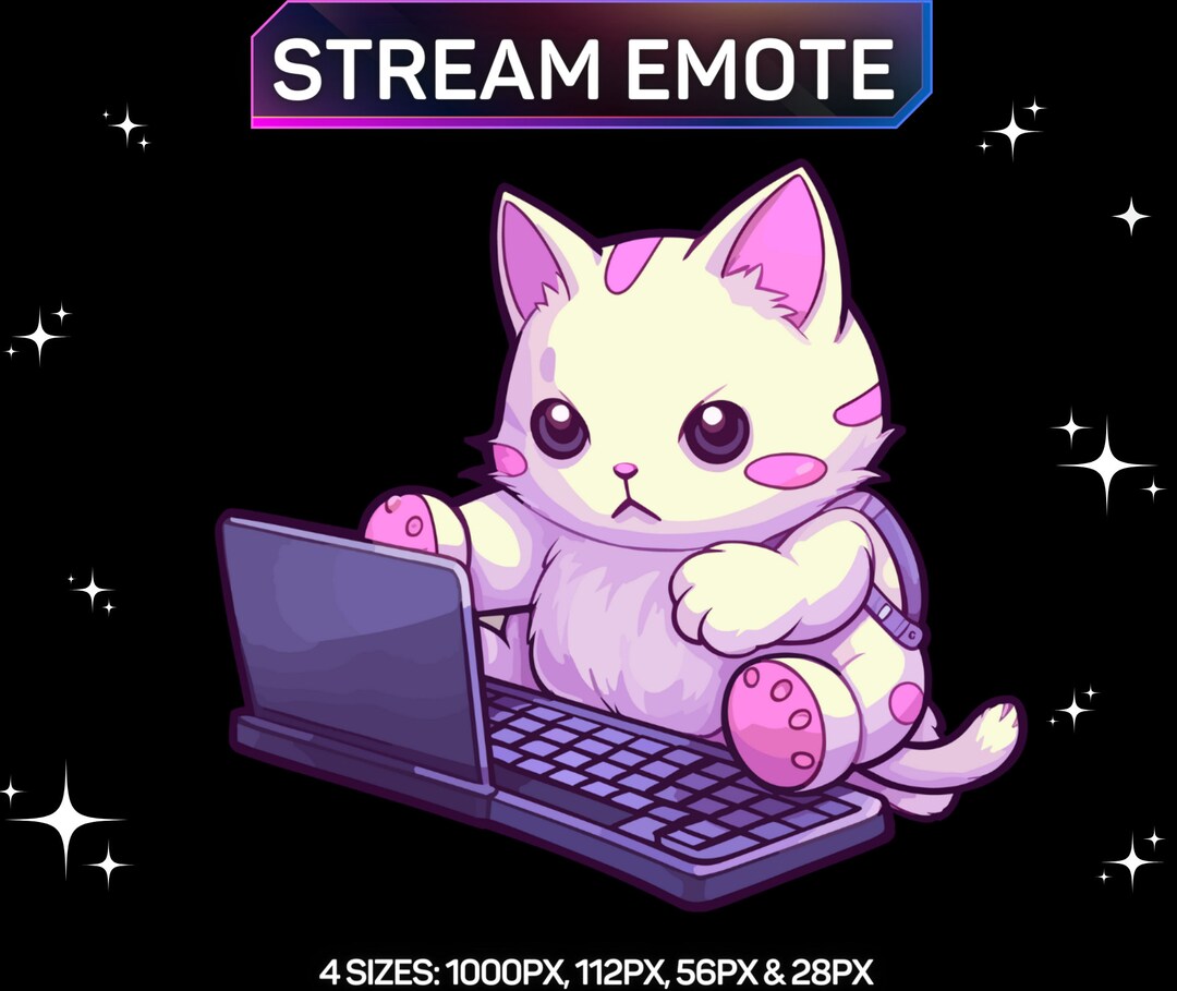 1 Twitch Emote, Gaming Cat Emote, Funny Emote, Cute Gaming Cat, Purple ...