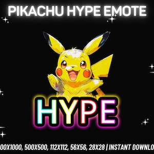 Pikachu Hype Emote, Twitch Emote, Kick Emote, Discord Emote, Youtube Emote, Funny Twitch Emote , Streamer Emote, Instant PNG Download