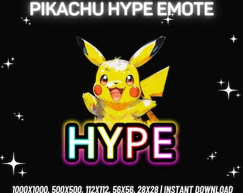 Pikachu Hype Emote for Twitch, Kick, Discord, YouTube (Instant Download)