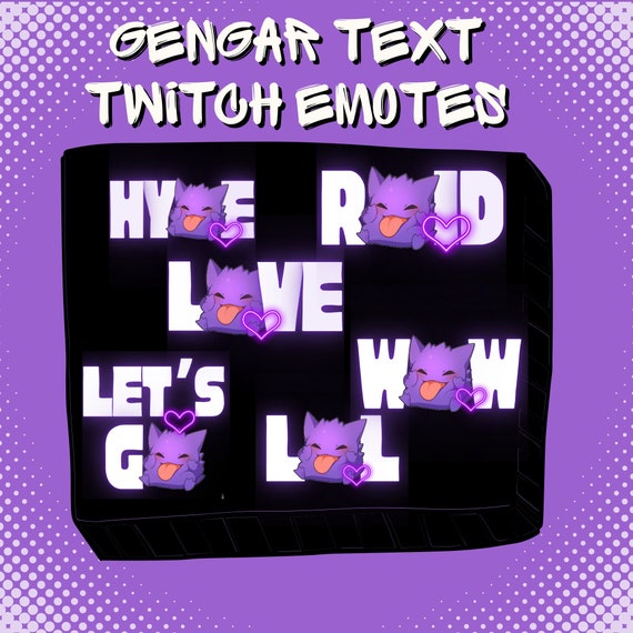 GENGAR POKEMON Cute Twitch & Discord Emote Pack, Kawaii Pokemon Twitch Emote, Purple Pack. Twitch Emotes, Pokemon Theme Emote