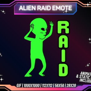 Animated Twitch Emote, Raid Emote, Alien Emote, Funny Twitch Emote | PNG | Transparent Background | Streaming Emote | Instant Download