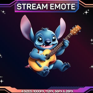 1 Twitch Emote, Stitch Emote, Stitch Guitar Emote, Cute Emote, Cute Stitch Emote, Discord Emote, Kick Emote, For Streamers, Instant Download