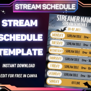 STREAM SCHEDULE Template | Halloween Stream Schedule | Social Media Stream Schedule | Streaming Schedule | Spooky Stream Schedule Template