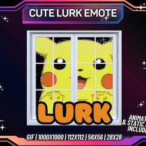 Animated Twitch Emote, Pikachu Emote, Lurk Emote, Cute Twitch Emote | PNG | Transparent Background | Streaming Emote | Instant Download