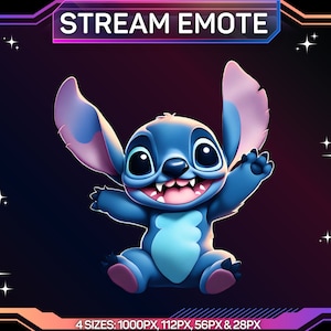 1 Twitch Emote, Stitch Emote, Stitch Waving Emote, Cute Waving Stitch Emote, Discord Emote, Kick Emote, For Streamers, Instant Download